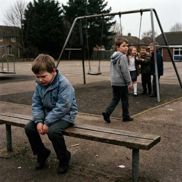 child feeling excluded at school playground during friendship break