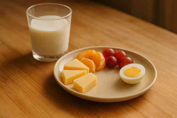 Balanced toddler meal with whole milk, cheese, and fruit for healthy growth - Toddler Food