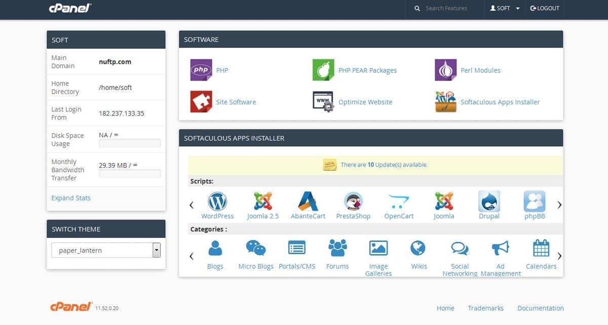 cpanel ve softaculous hosting panelleri - Bilgideposu