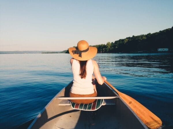 Canoeing on Cayuga Lake, Finger Lakes, New York