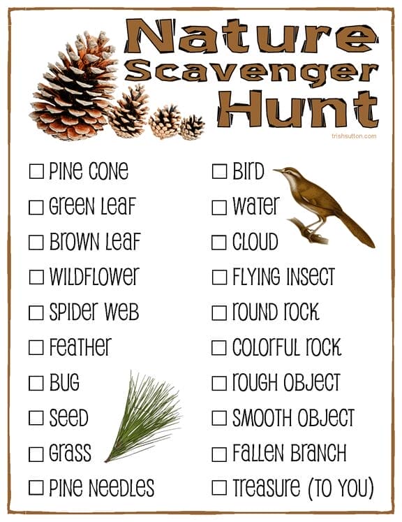 Nature scavenger hunt - Camping activities for youth