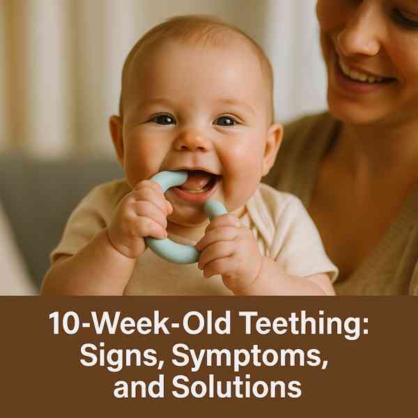 10-week-old baby teething and chewing on a teething ring - 10-week-old teething